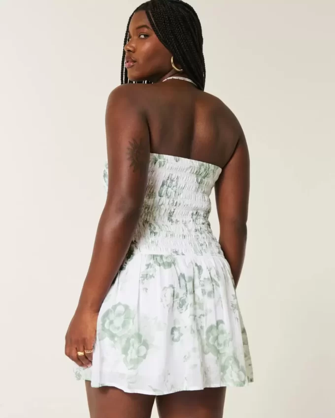 Strapless Smocked Bodice Mini Dress