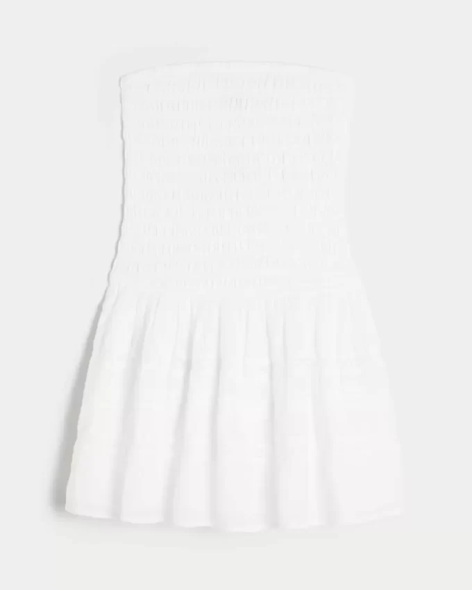 Strapless Smocked Bodice Mini Dress