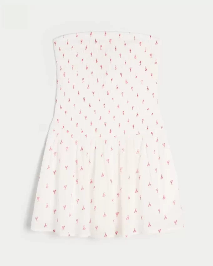 Strapless Smocked Bodice Mini Dress