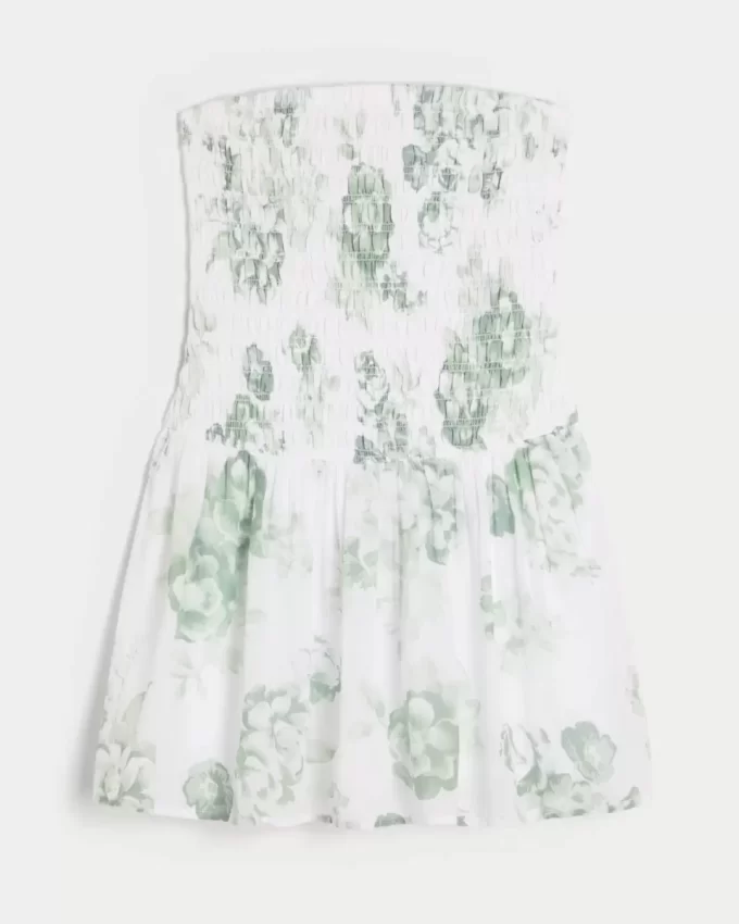 Strapless Smocked Bodice Mini Dress