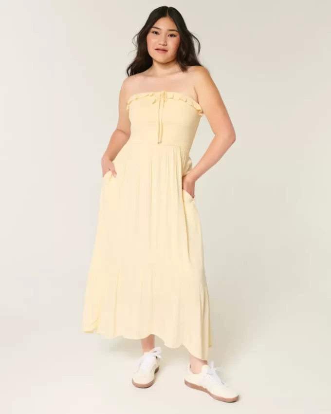 Strapless Smocked Maxi Dress