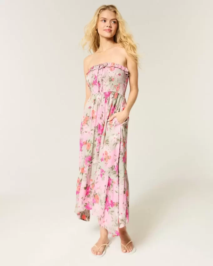 Strapless Smocked Maxi Dress