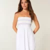 Strapless Smocked Mini Dress