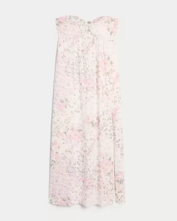 Strapless Twist Bust Maxi Dress