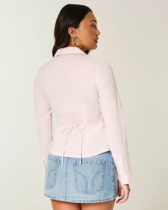 Stretch Poplin Button-Through Shirt