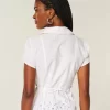 Stretch Poplin Embroidered Short-Sleeve Shirt