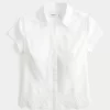 Stretch Poplin Embroidered Short-Sleeve Shirt