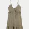 Studded Ruffle Mini Dress