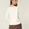 Studded SoHo Graphic Slash-Neck Top