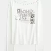 Studded SoHo Graphic Slash-Neck Top