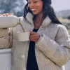 Sweater-Knit Mini Puffer Jacket