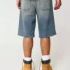 Taz Graphic Medium Wash Super Baggy Denim Shorts