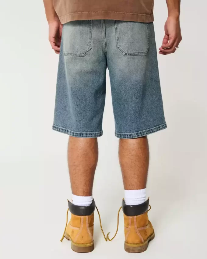Taz Graphic Medium Wash Super Baggy Denim Shorts