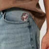 Taz Graphic Medium Wash Super Baggy Denim Shorts