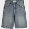 Taz Graphic Medium Wash Super Baggy Denim Shorts