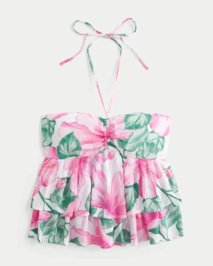 Tiered Halter Babydoll Top