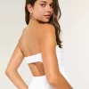 Twist Bust Eyelet Strapless Midi Dress