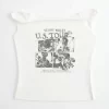 Twisted Off-the-Shoulder Velvet Valley Graphic Tee