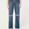 Ultra High-Rise Ripped Dark Wash Dad Jeans