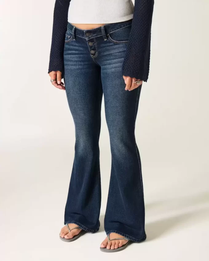 Ultra Low-Rise Dark Wash Flare Jeans