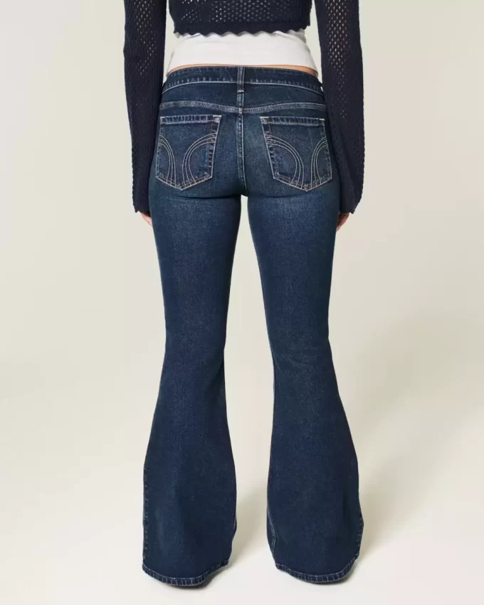 Ultra Low-Rise Dark Wash Flare Jeans