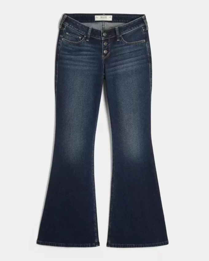 Ultra Low-Rise Dark Wash Flare Jeans