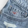 Ultra Low-Rise Embroidered Denim Mini Shorts