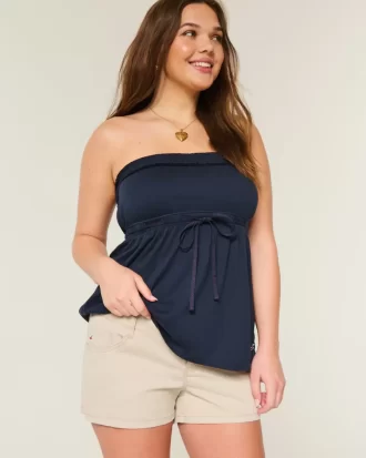 Ultra Low-Rise Khaki Twill Mini Shorts