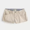 Ultra Low-Rise Khaki Twill Mini Shorts