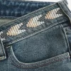 Ultra Low-Rise Medium Wash Embroidered Flare Jeans