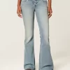Ultra Low-Rise Medium Wash Flare Jeans