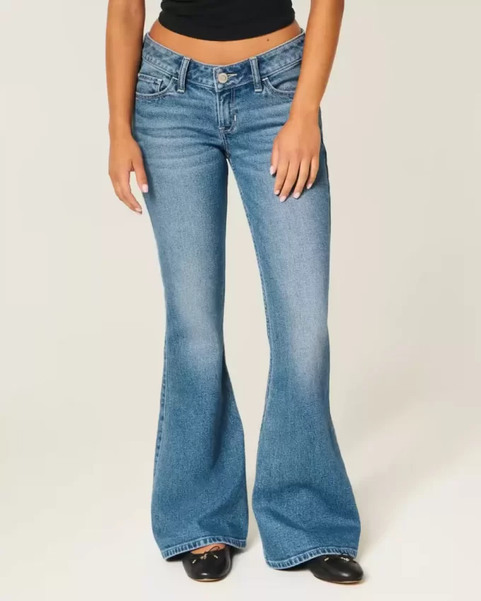 Ultra Low-Rise Medium Wash Flare Jeans