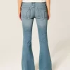 Ultra Low-Rise Medium Wash Flare Jeans
