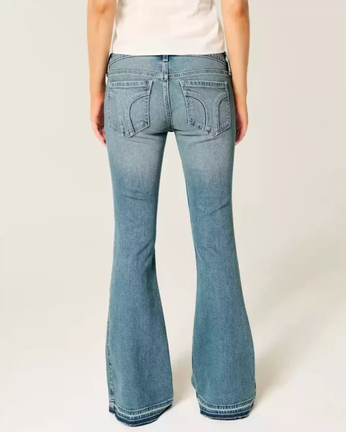 Ultra Low-Rise Medium Wash Flare Jeans