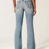 Ultra Low-Rise Medium Wash Flare Jeans