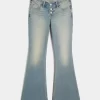 Ultra Low-Rise Medium Wash Flare Jeans