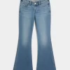 Ultra Low-Rise Medium Wash Flare Jeans