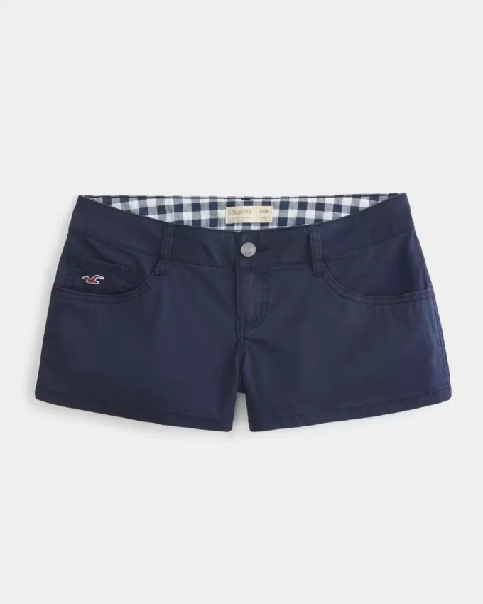 Ultra Low-Rise Navy Twill Mini Shorts