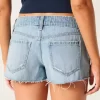 Ultra Low-Rise Ripped Medium Wash Mini Denim Shorts