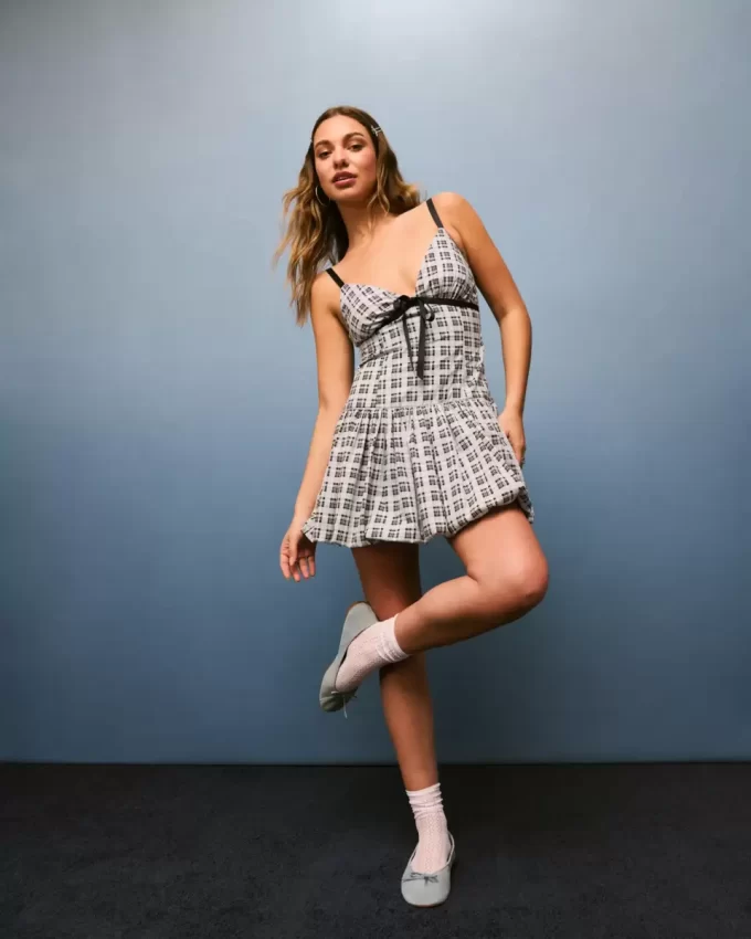 V-Neck Bubble Mini Dress