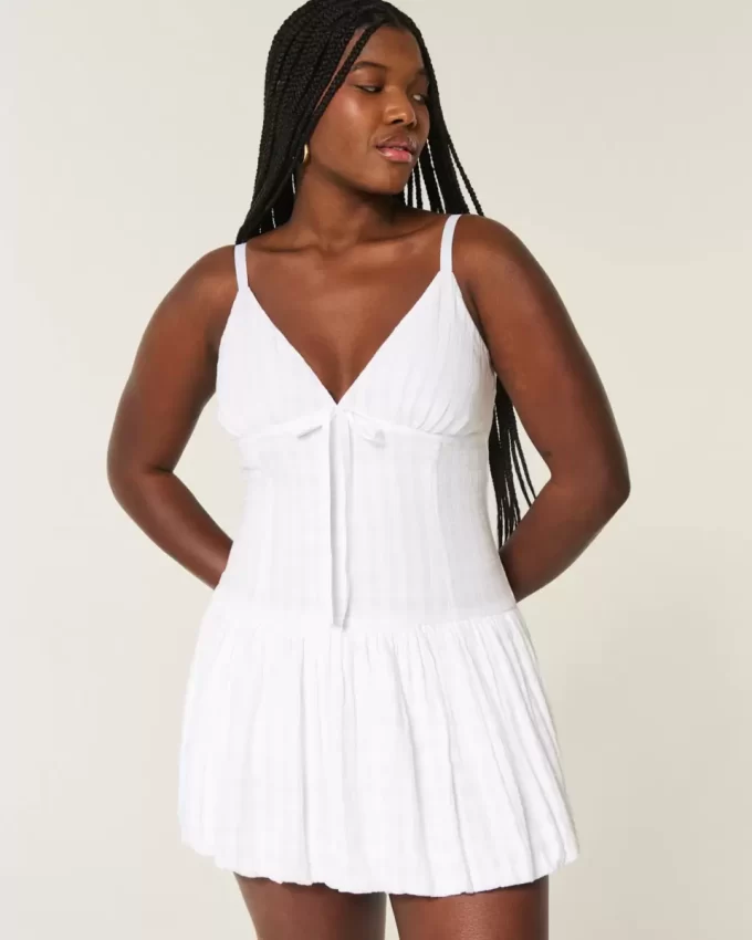 V-Neck Bubble Mini Dress