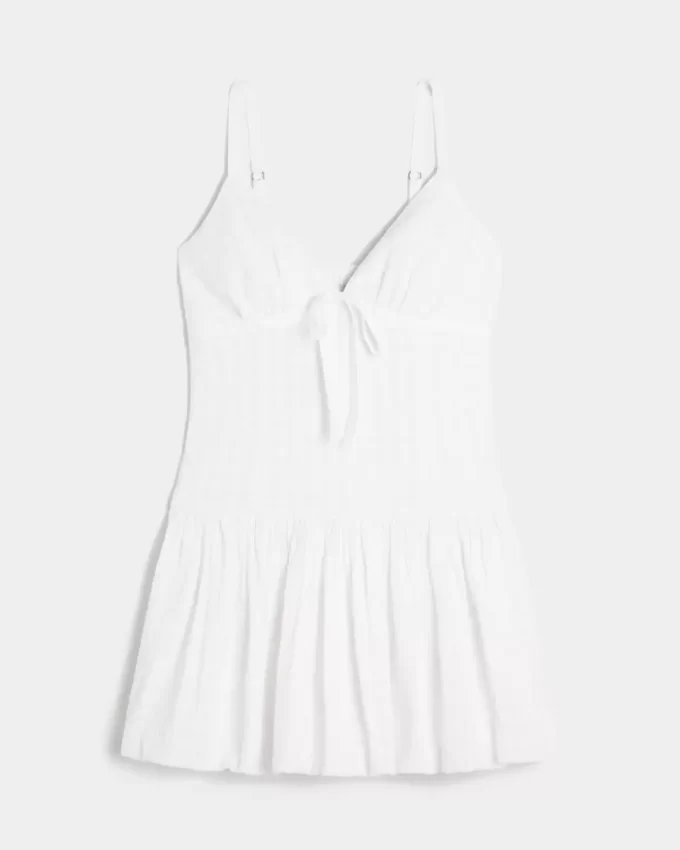 V-Neck Bubble Mini Dress