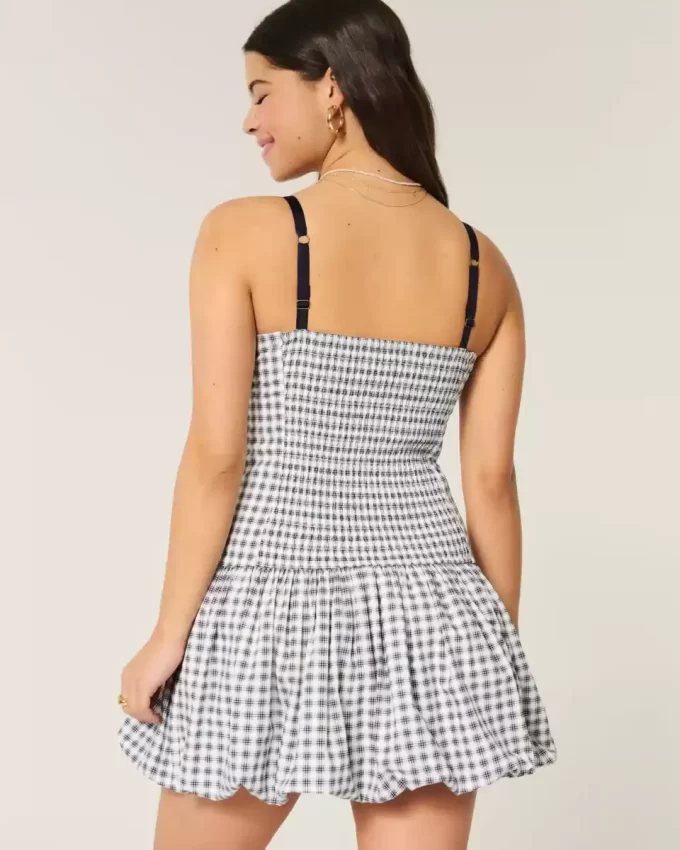 V-Neck Bubble Mini Dress