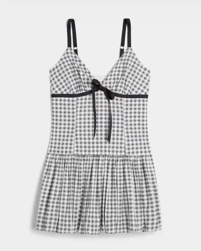 V-Neck Bubble Mini Dress