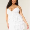 V-Neck Ruffle Babydoll Mini Dress