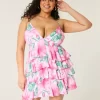 V-Neck Ruffled Tier Babydoll Mini Dress