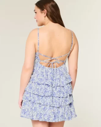 V-Neck Ruffled Tier Babydoll Mini Dress