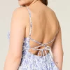 V-Neck Ruffled Tier Babydoll Mini Dress