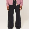 Washed Black Baggy Bootcut Jeans