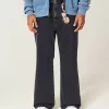 Washed Black Baggy Bootcut Jeans